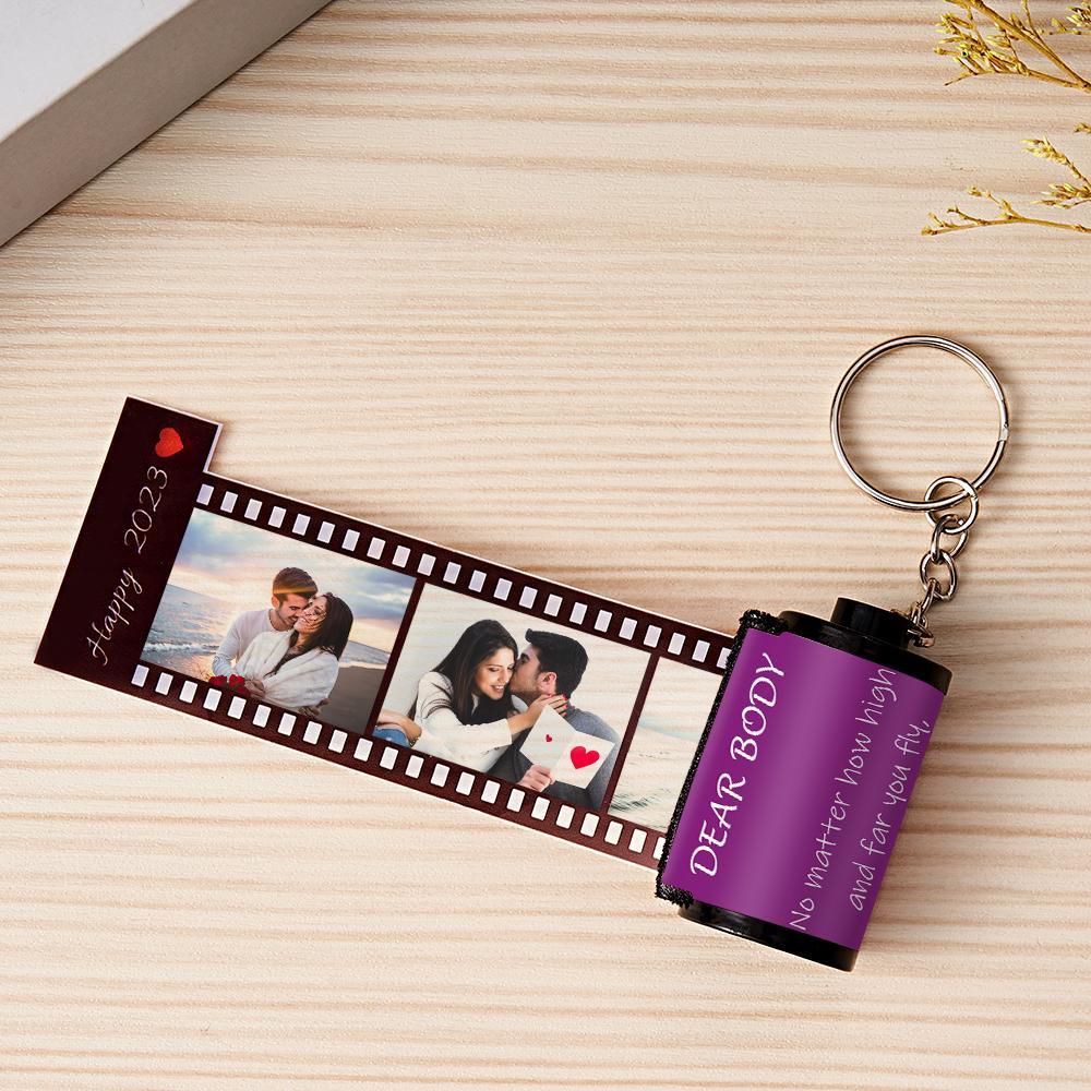 Custom Text Colorful Roll Film Keychain Camera Keychain Meaningful Gifts For Couples - mymoonlampau