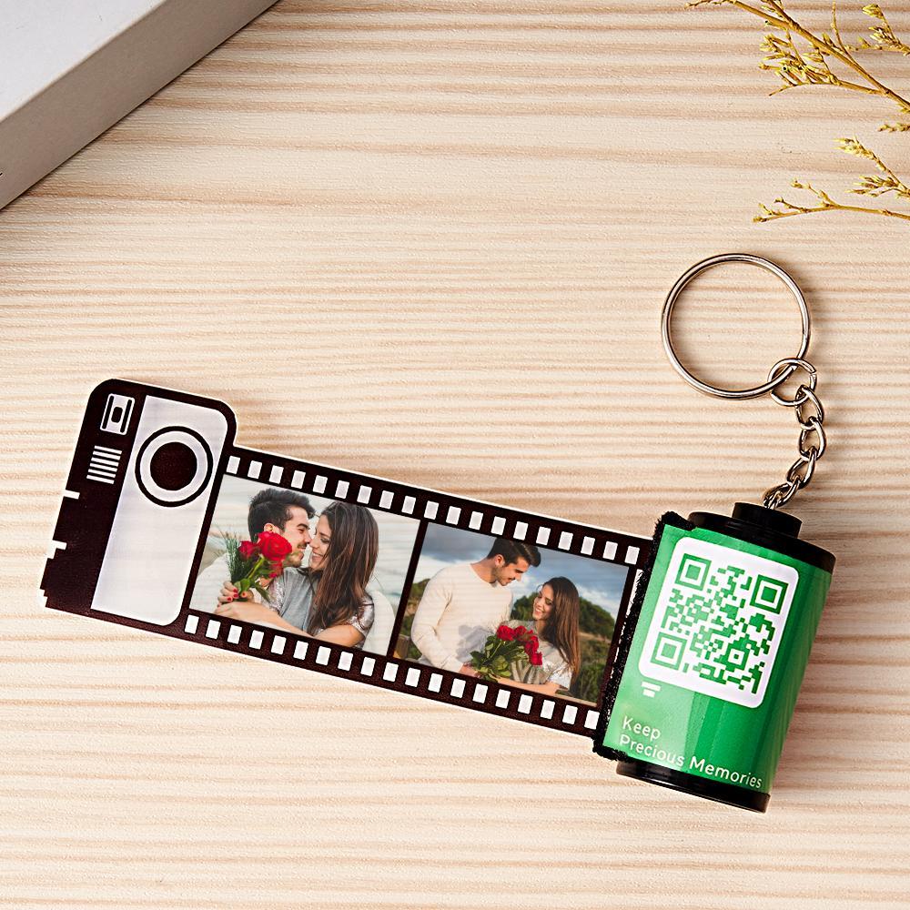 Scannable QR Code Colorful Shell Film Roll Keychain With Your Photo Camera Keychain Valentine's Day Gift - mymoonlampau