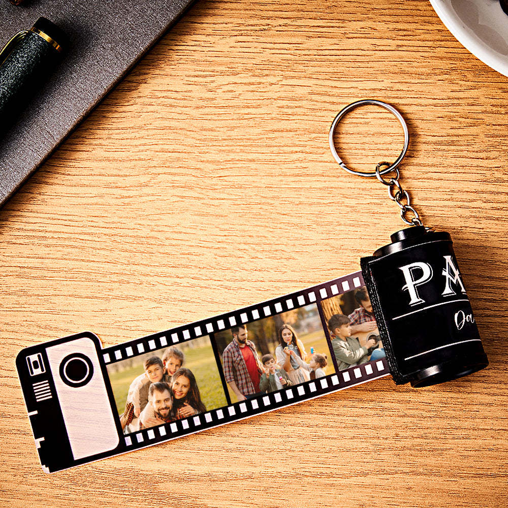 Custom Photo Film Roll Keychain Engravable Shell Camera Keychain Father's Day Gift - mymoonlampau
