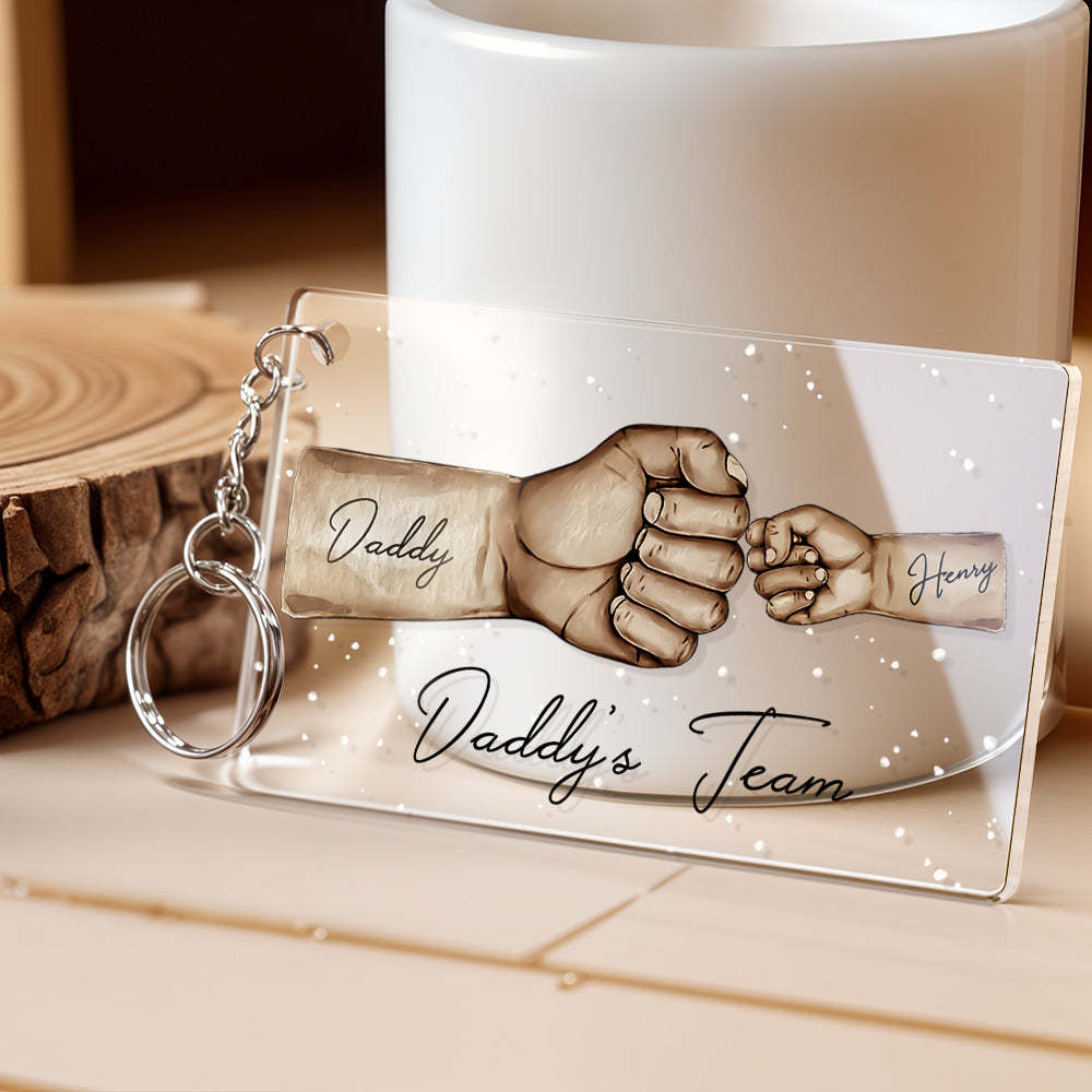 Custom Acrylic Keychain Personalised Daddy's Team Fist Bump Father's Day Gifts