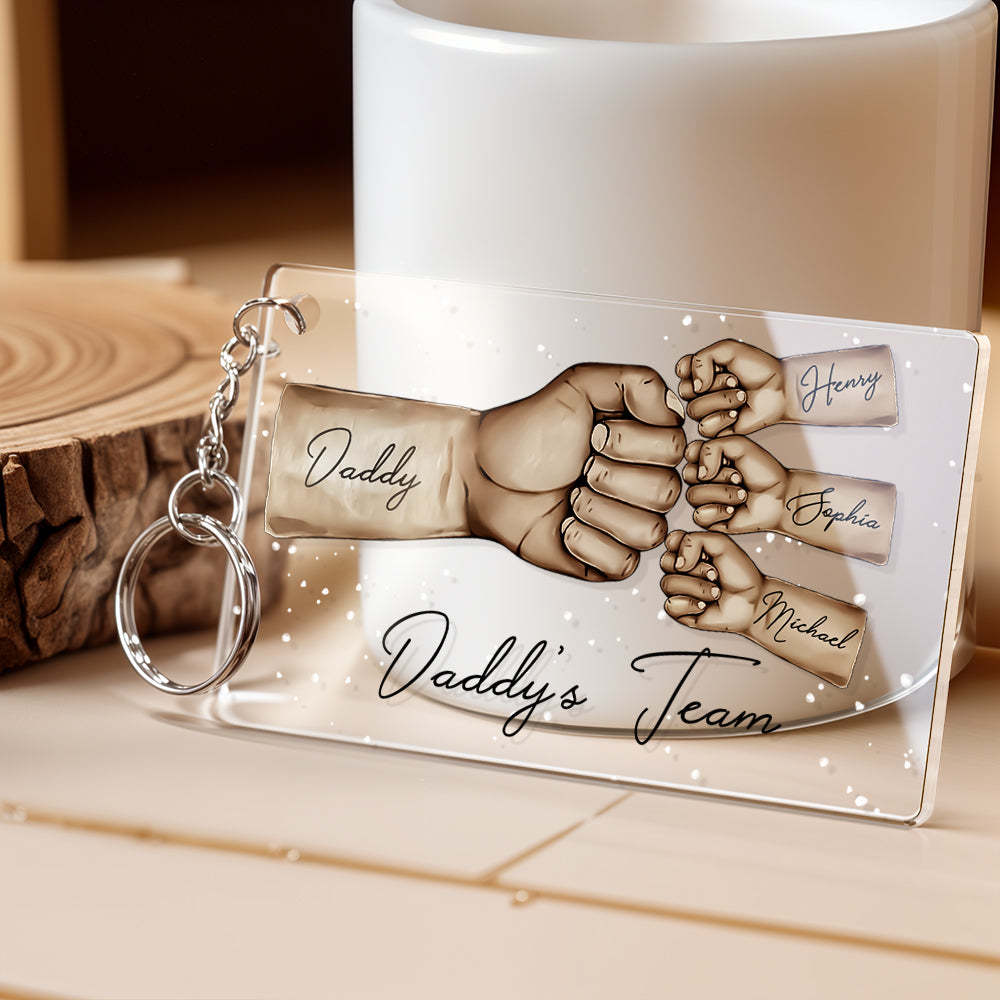 Custom Acrylic Keychain Personalised Daddy's Team Fist Bump Father's Day Gifts