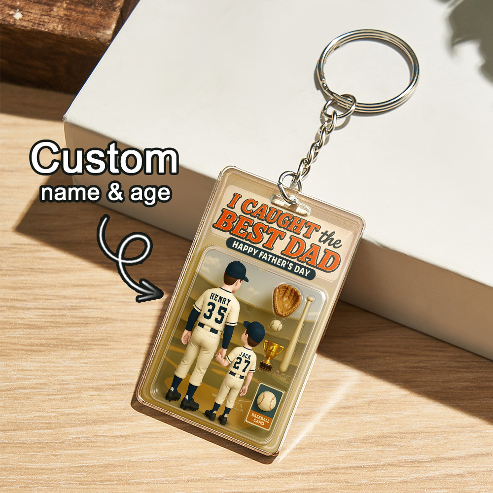 Father's Day 3D Effect Action Figure Pack Packaging Toy Box Style Art Gift Personalized Acrylic Keychain Gift for Dad - MyMoonLampAu