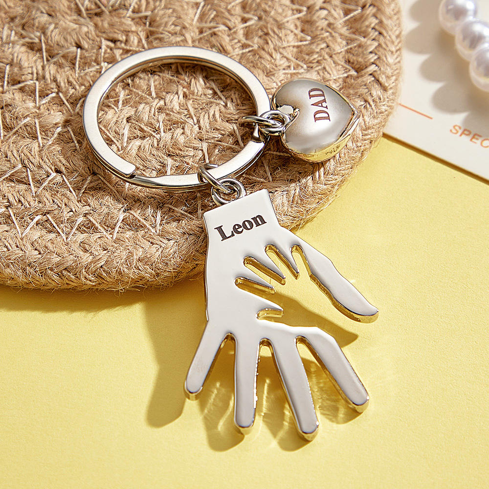 Custom Engraved Keychain Palm Keychains Gift for Dad and Mom - MyMoonLampAu