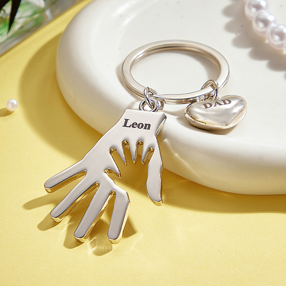 Custom Engraved Keychain Palm Keychains Gift for Dad and Mom - MyMoonLampAu