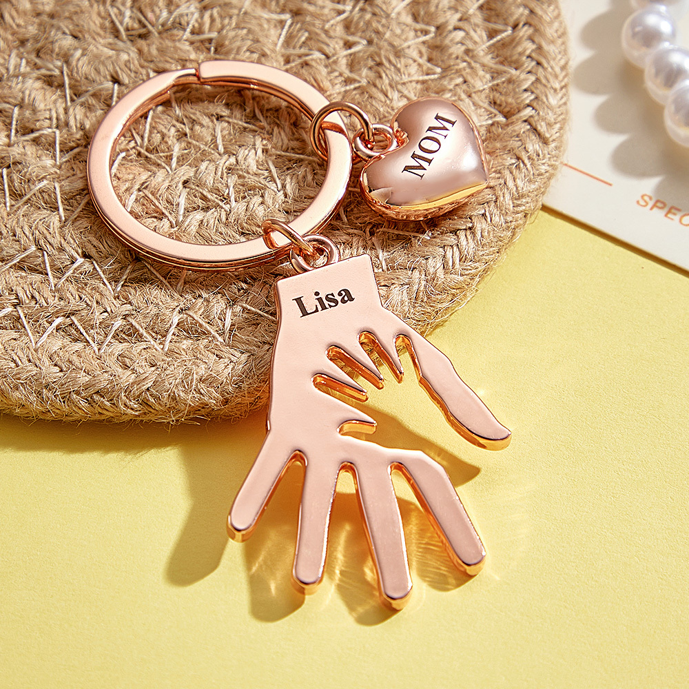 Custom Engraved Keychain Palm Keychains Gift for Dad and Mom - MyMoonLampAu