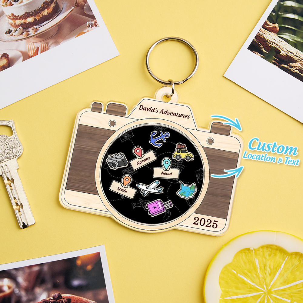 Personalized Travel Adventure Keychain Custom Traveling Destination Keychain - MyMoonLampAu
