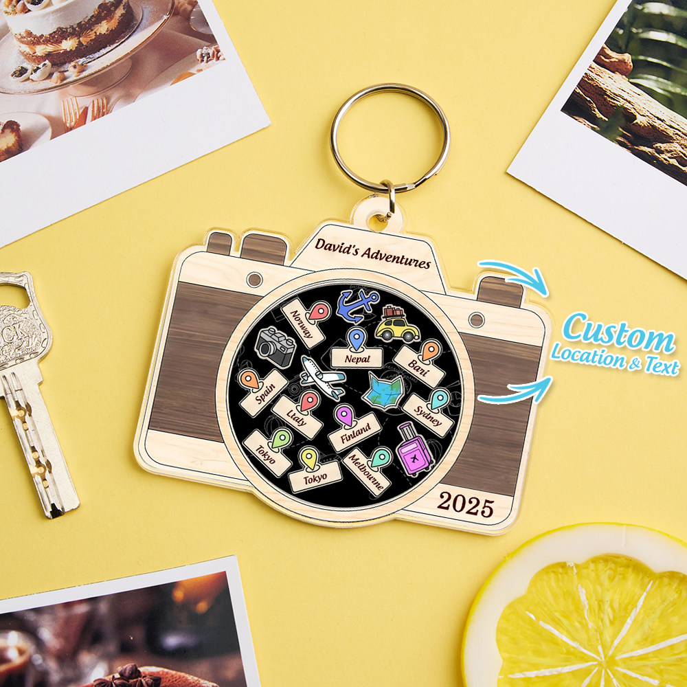 Personalized Travel Adventure Keychain Custom Traveling Destination Keychain - MyMoonLampAu