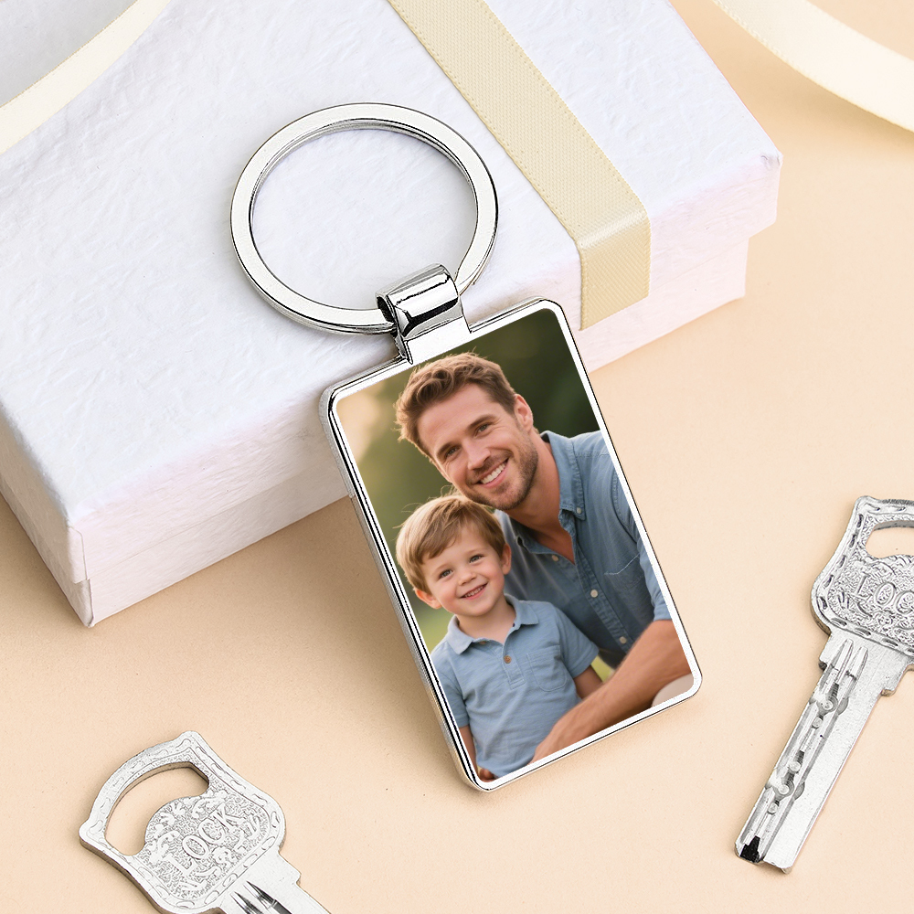 Personalised Dad Photo Keyring, Father's Day Gift for Dad Grandad, Photo Keychain, Gift for Daddy, Gift From Children, New Baby Gift - MyMoonLampAu
