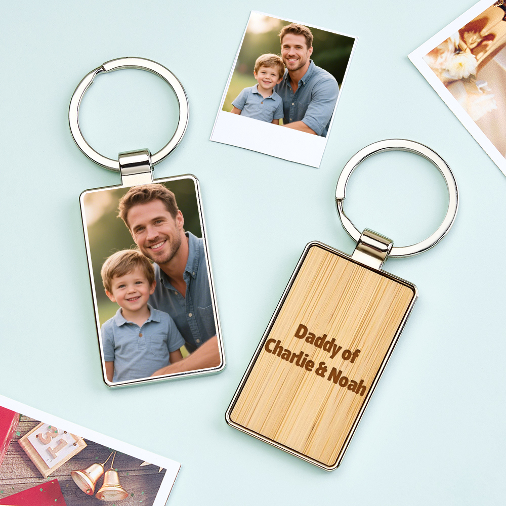 Personalised Dad Photo Keyring, Father's Day Gift for Dad Grandad, Photo Keychain, Gift for Daddy, Gift From Children, New Baby Gift - MyMoonLampAu