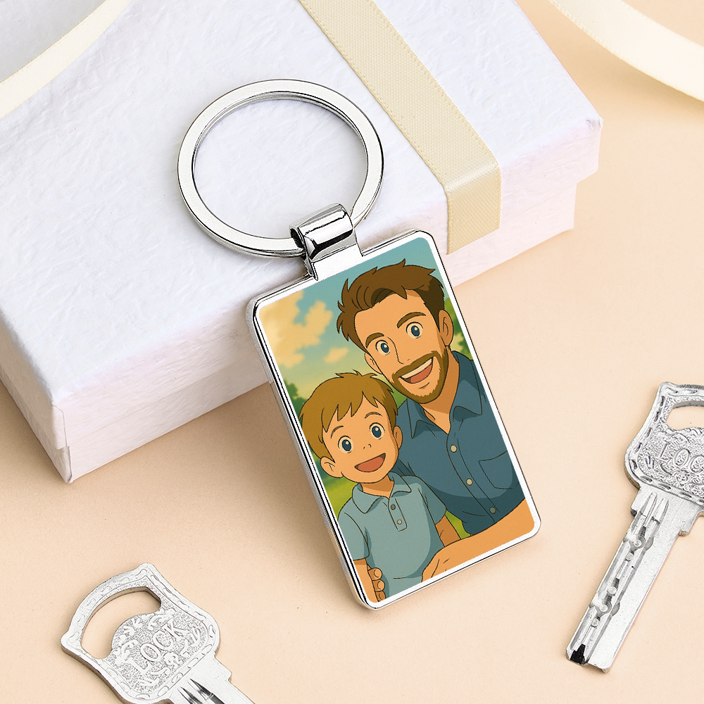 Personalised Dad Photo Keyring, Father's Day Gift for Dad Grandad, Photo Keychain, Gift for Daddy, Gift From Children, New Baby Gift - MyMoonLampAu
