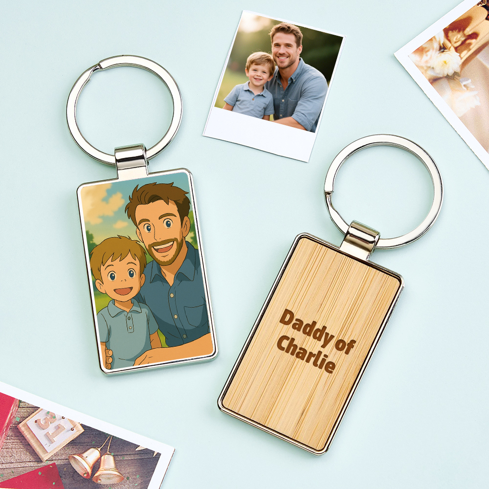 Personalised Dad Photo Keyring, Father's Day Gift for Dad Grandad, Photo Keychain, Gift for Daddy, Gift From Children, New Baby Gift - MyMoonLampAu