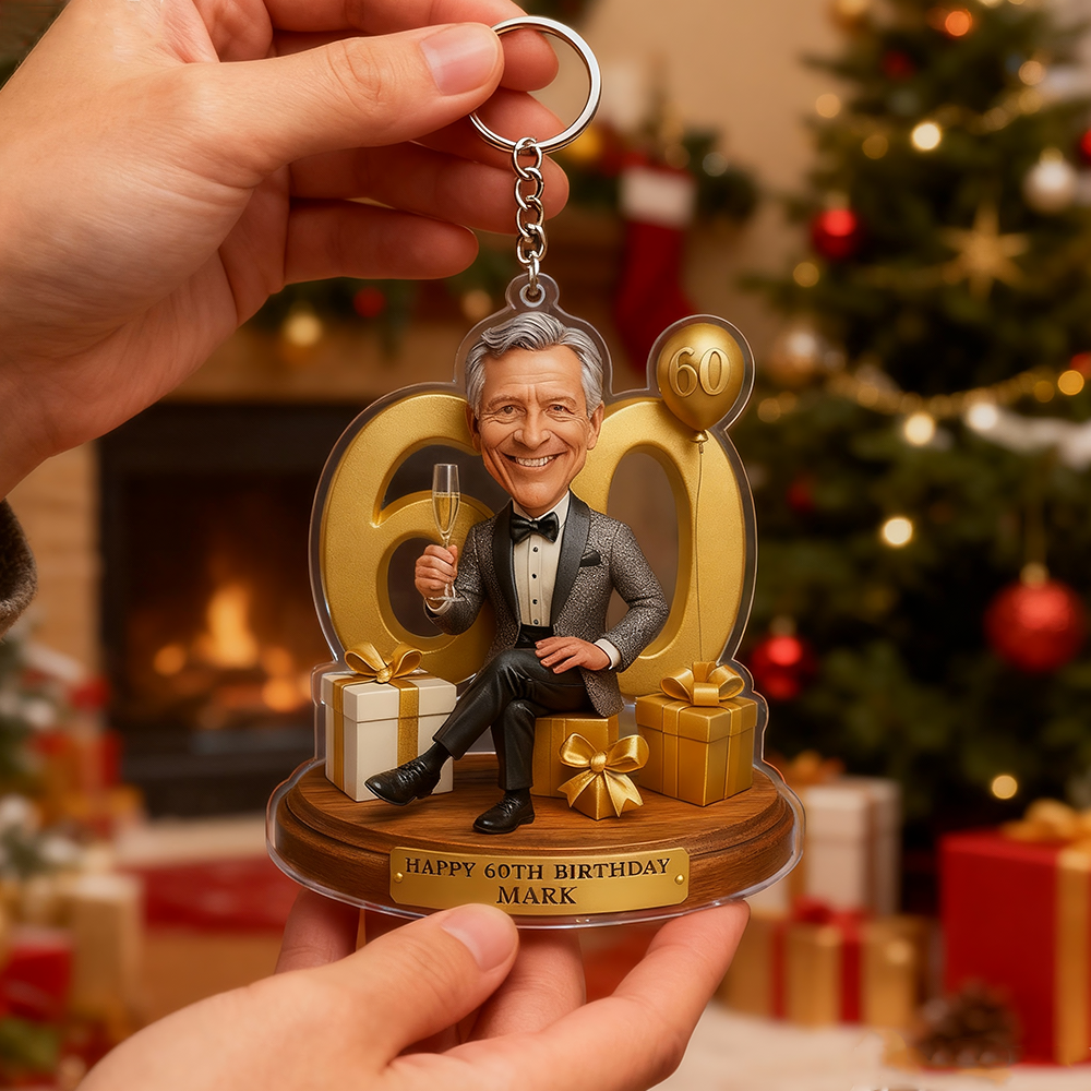 Birthday Gifts Custom Photo Women Caricature Portrait Gift Acrylic Keychain 3D Look 2D Print - MyMoonLampAu