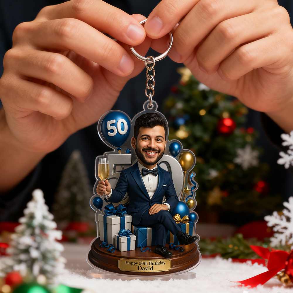 Birthday Gifts Custom Photo Women Caricature Portrait Gift Acrylic Keychain 3D Look 2D Print - MyMoonLampAu