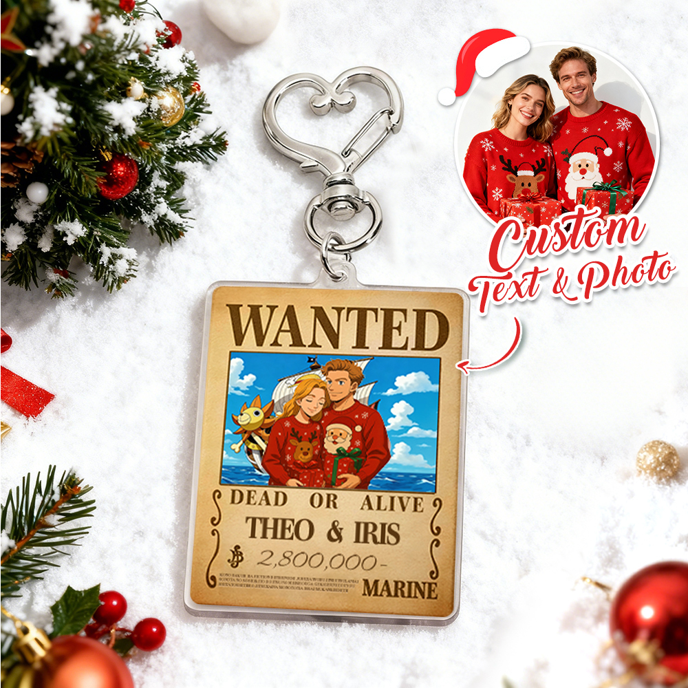Custom Anime Bounty Couple Keychain Personalized Anime Style Wanted Keychain Unique Captains' Couple Gift - MyMoonLampAu
