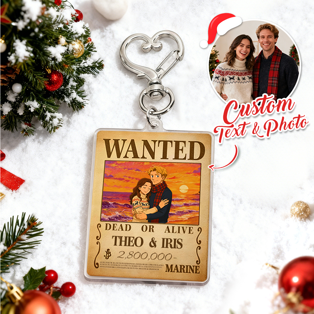 Custom Anime Bounty Couple Keychain Personalized Anime Style Wanted Keychain Unique Captains' Couple Gift - MyMoonLampAu