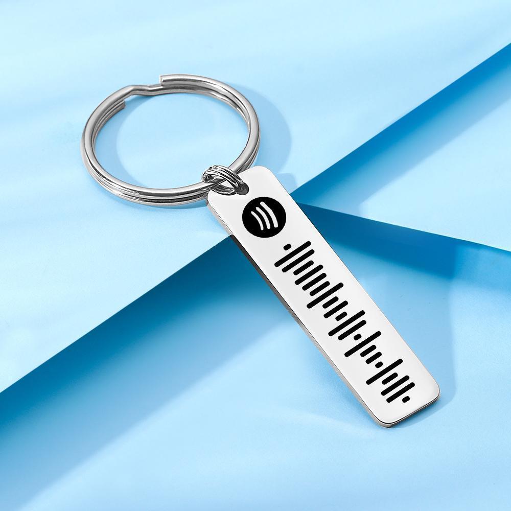 Spotify Code Stainless Steel Keychain Custom Engrave Keychain Best Gift for him