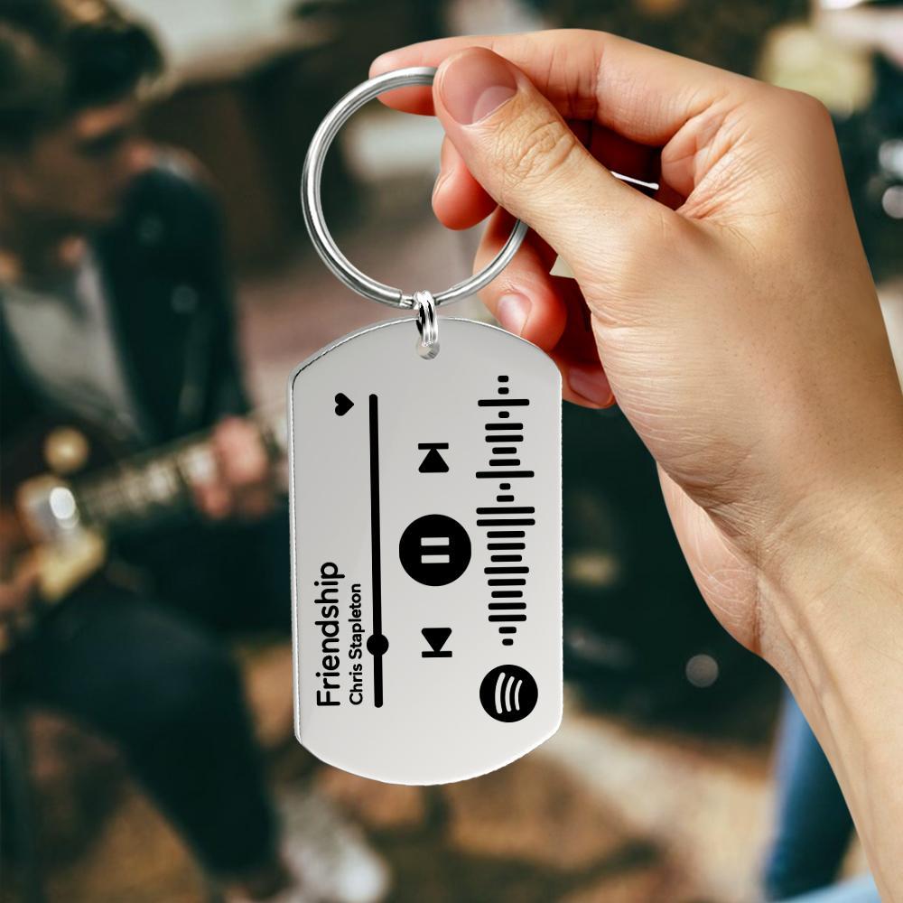 Personalised Scannable Music Spotify Code Keychain Custom Laser Engrave Stainless Steel Rose Gold Spotify Code Keychain