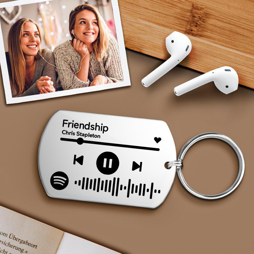 Personalised Scannable Music Spotify Code Keychain Custom Laser Engrave Stainless Steel Rose Gold Spotify Code Keychain
