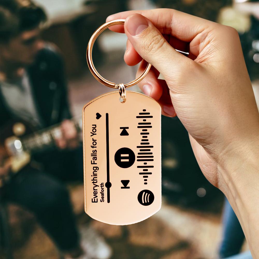 Personalised Scannable Music Spotify Code Keychain Custom Laser Engrave Stainless Steel Rose Gold Spotify Code Keychain