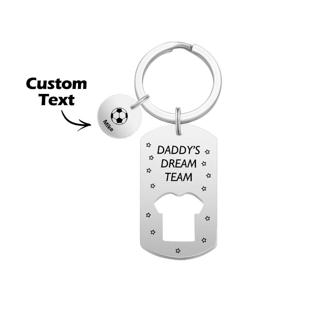 Personalized Engraved Football Daddy' Dream Team Keychain with Children's Names Key Ring Father's Day Gifts - mymoonlampau