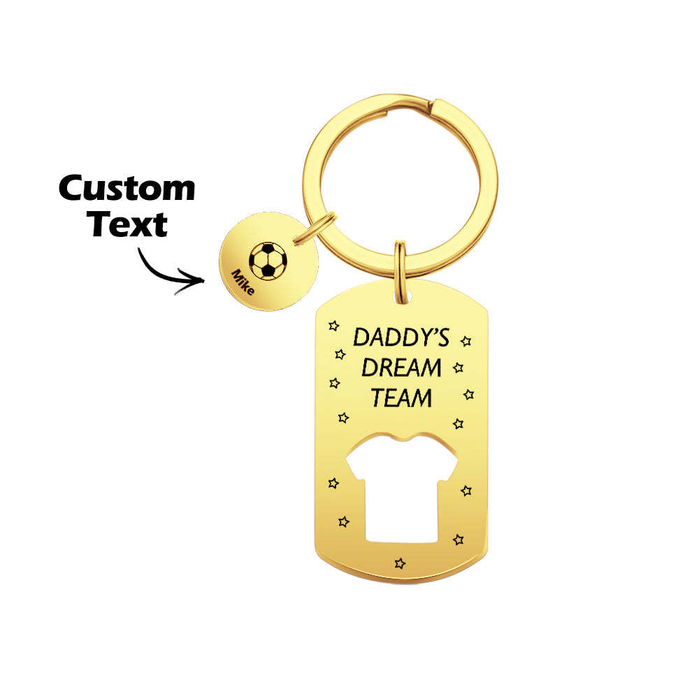 Personalized Engraved Football Daddy' Dream Team Keychain with Children's Names Key Ring Father's Day Gifts - mymoonlampau