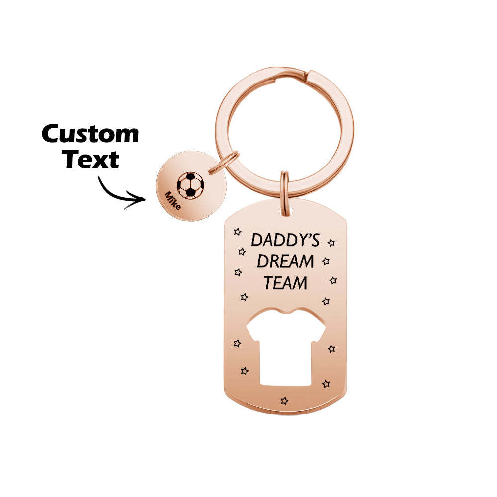 Personalized Engraved Football Daddy' Dream Team Keychain with Children's Names Key Ring Father's Day Gifts - mymoonlampau