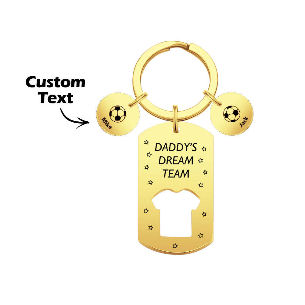 Personalized Engraved Football Daddy' Dream Team Keychain with Children's Names Key Ring Father's Day Gifts - mymoonlampau