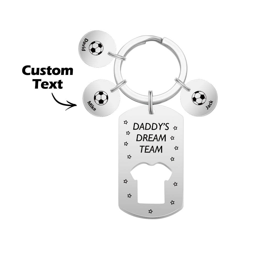 Personalized Engraved Football Daddy' Dream Team Keychain with Children's Names Key Ring Father's Day Gifts - mymoonlampau