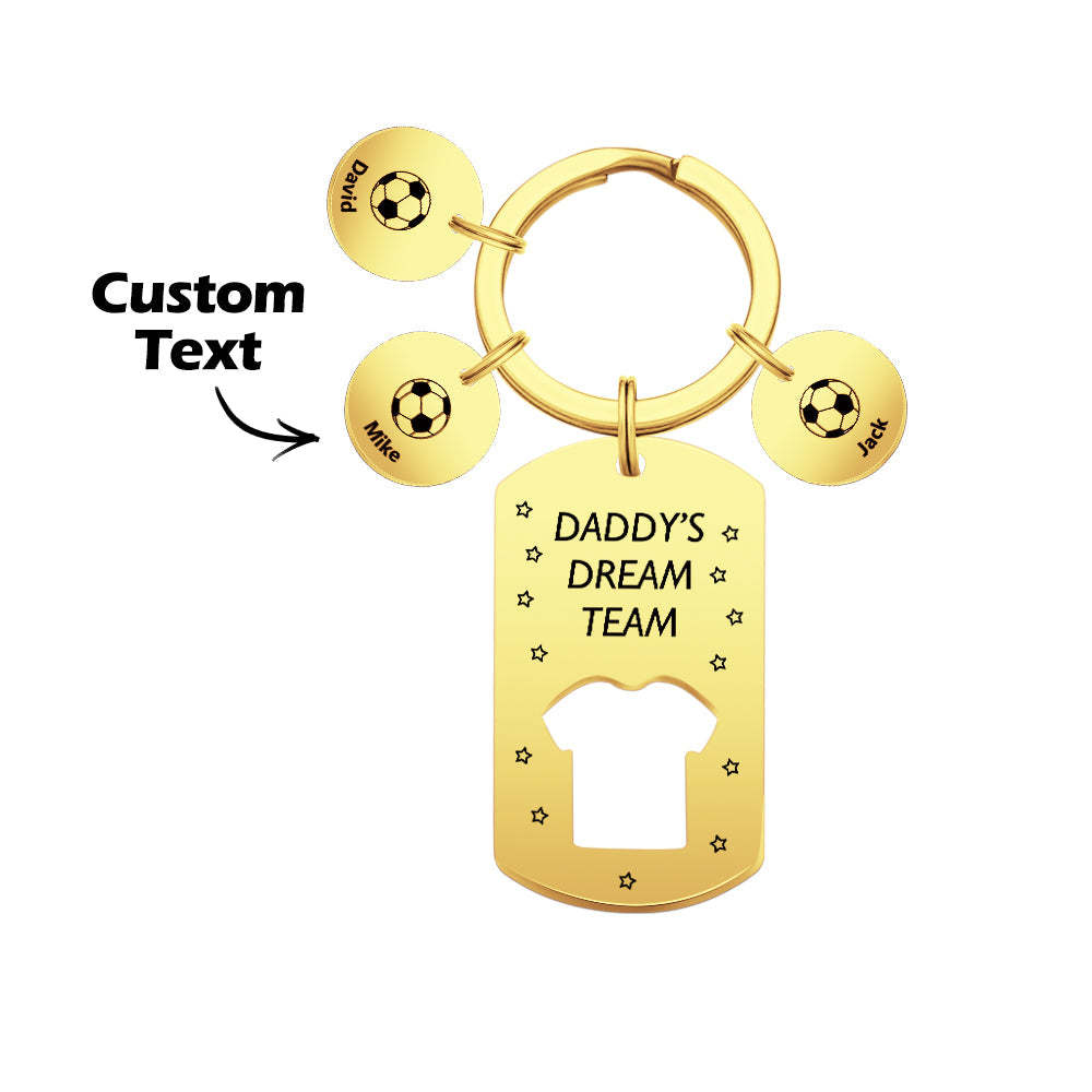 Personalized Engraved Football Daddy' Dream Team Keychain with Children's Names Key Ring Father's Day Gifts - mymoonlampau