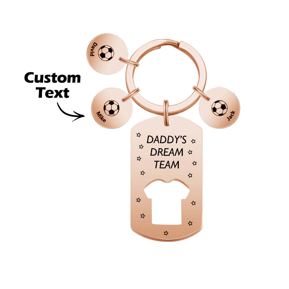 Personalized Engraved Football Daddy' Dream Team Keychain with Children's Names Key Ring Father's Day Gifts - mymoonlampau