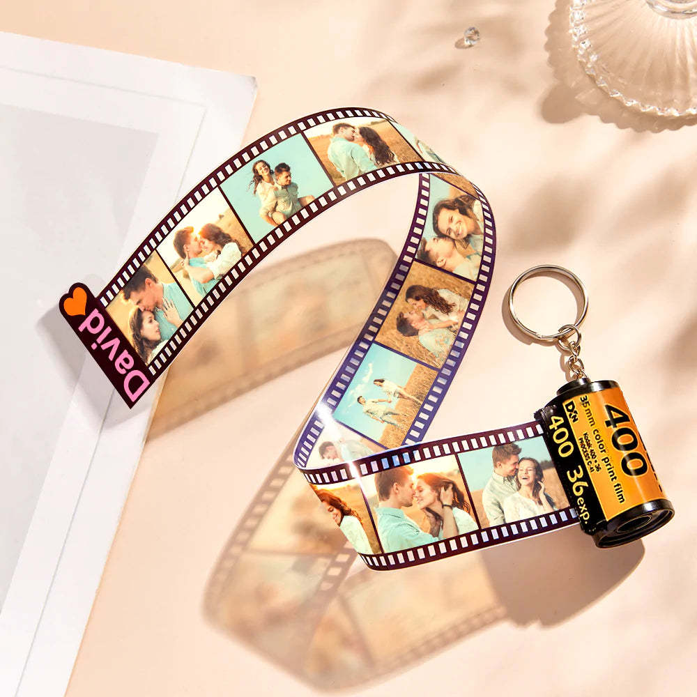 Personalized Photo and Name Film Roll Keychain Custom Camera Keychain Film Gifts for Lover - mymoonlampau