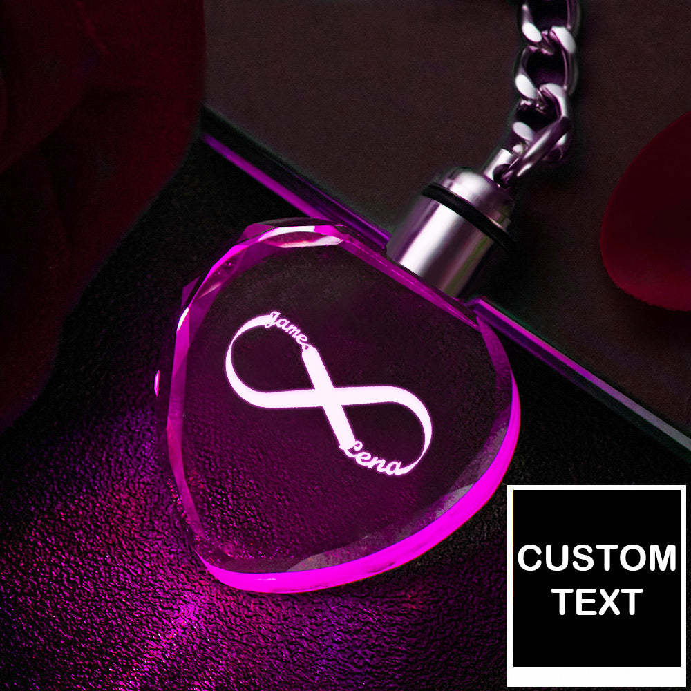Custom Heart Crystal Keychain Keepsake Personalized Name Sign Light Infinity Love - mymoonlampau