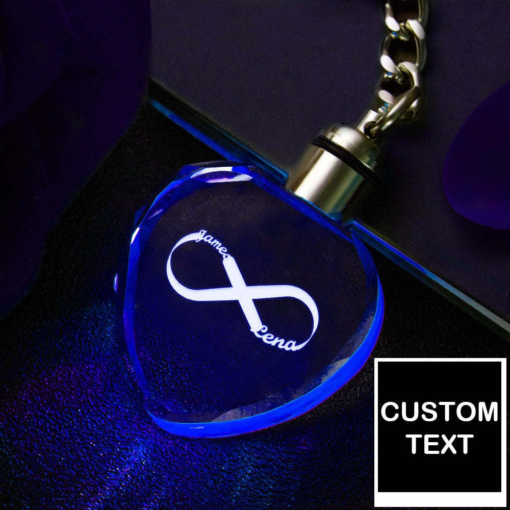 Custom Heart Crystal Keychain Keepsake Personalized Name Sign Light Infinity Love - mymoonlampau
