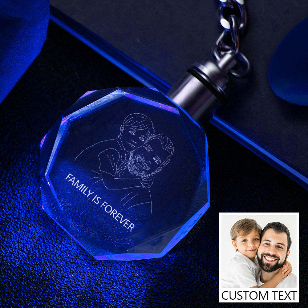 Custom Engraved Portrait Home Decoration Best Gifts Crystal Keychain Family Keepake Crystal Keychain Octagon Shape Photo Keychai - mymoonlampau