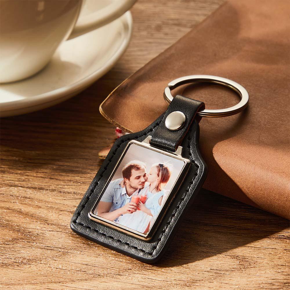 Custom Leather Photo Keychain Drive Safe Keychain Gift for Dad Anniversary Birthday Gift Father's Day Gift - mymoonlampau