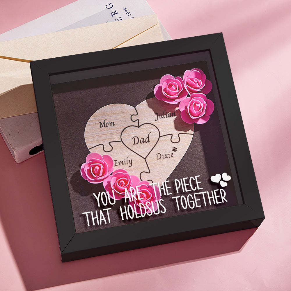 Custom Engraved Ornament Flower Shadow Box Puzzle Piece Gifts for Dad - mymoonlampau