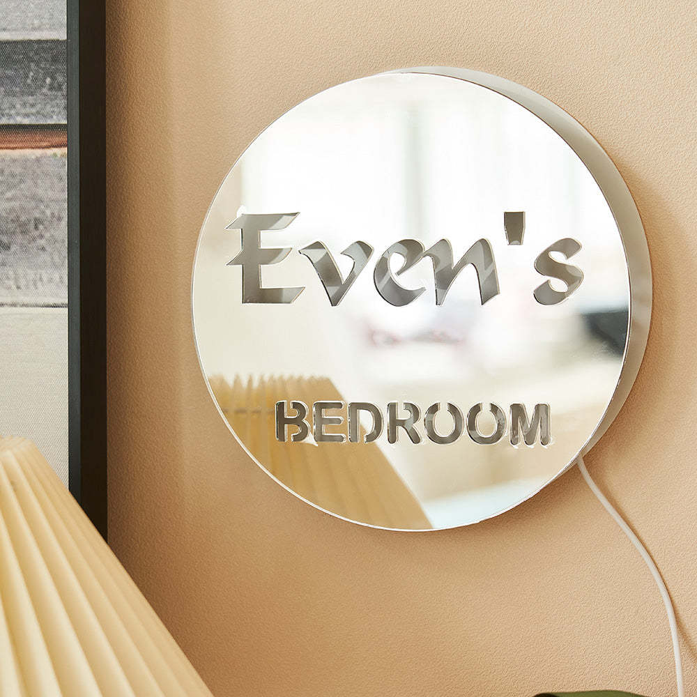 Custom Name Round Mirror Light Personalized LED Exquisite Home Gifts - mymoonlampau