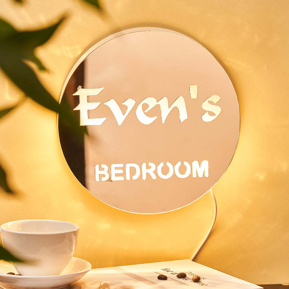Custom Name Round Mirror Light Personalized LED Exquisite Home Gifts - mymoonlampau
