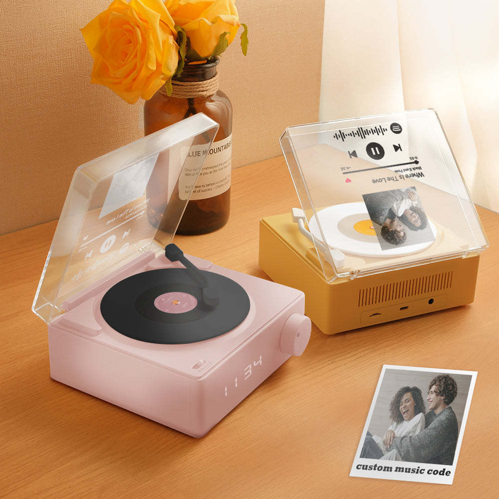 Personalized Photo Spotify Code Bluetooth Speaker Retro Alarm Clock For Music Lovers - mymoonlampau