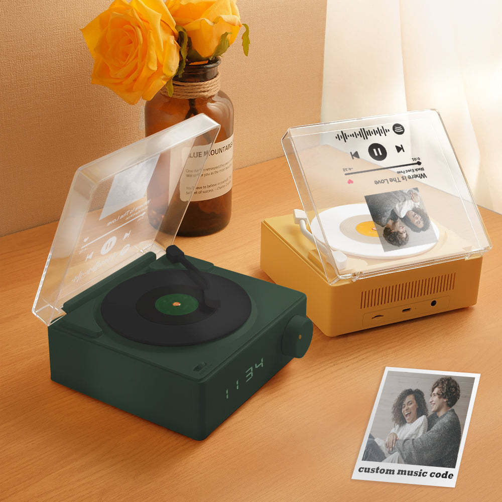 Personalized Photo Spotify Code Bluetooth Speaker Retro Alarm Clock For Music Lovers - mymoonlampau