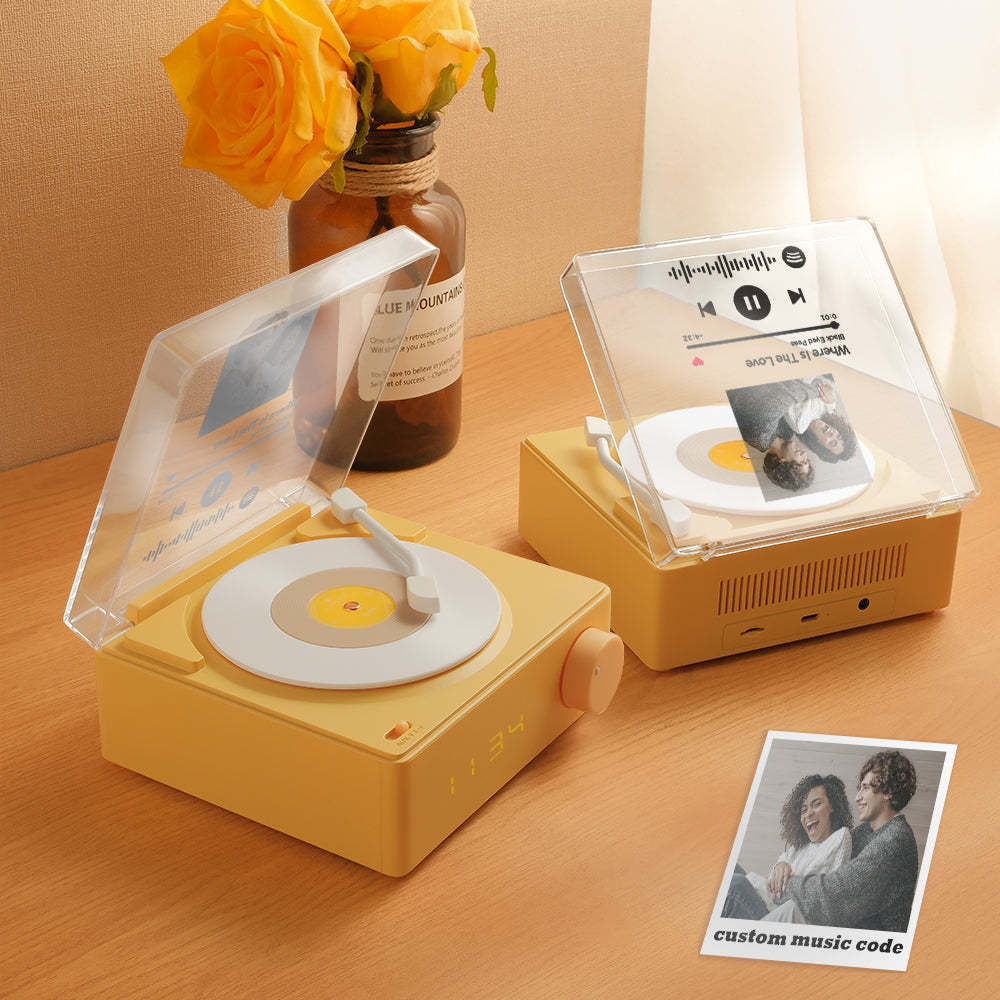 Personalized Photo Spotify Code Bluetooth Speaker Retro Alarm Clock For Music Lovers - mymoonlampau