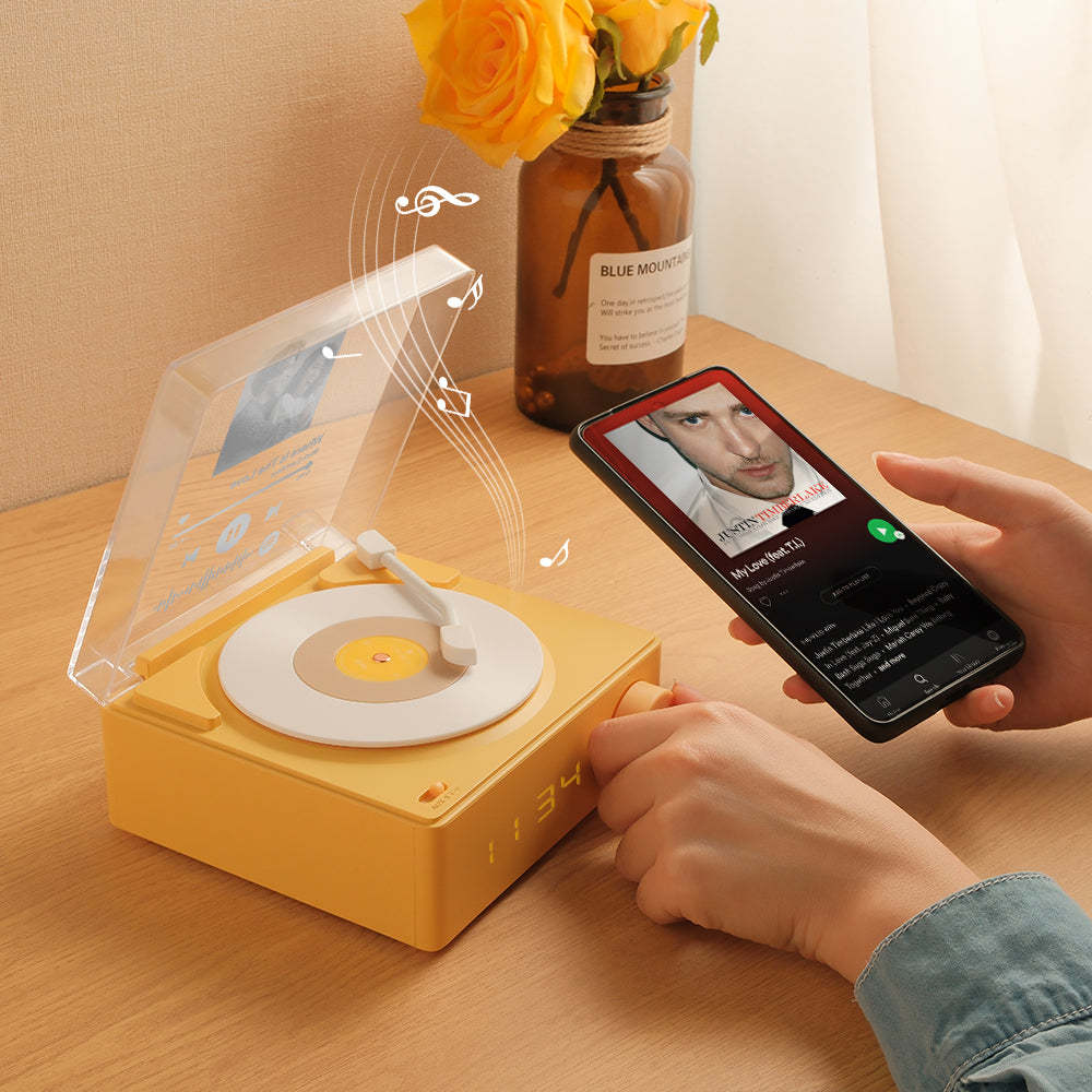 Personalized Photo Spotify Code Bluetooth Speaker Retro Alarm Clock For Music Lovers - mymoonlampau