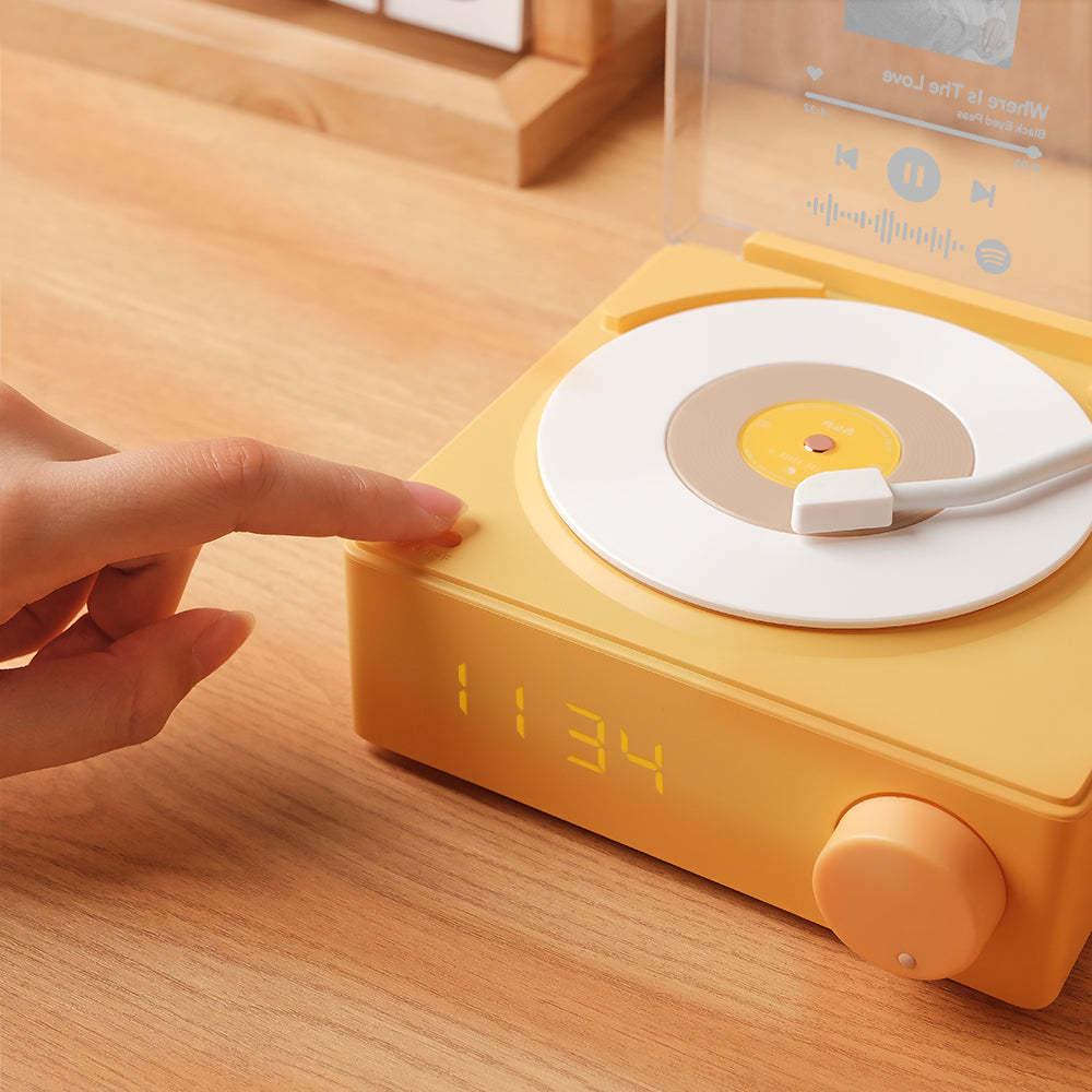 Personalized Photo Spotify Code Bluetooth Speaker Retro Alarm Clock For Music Lovers - mymoonlampau