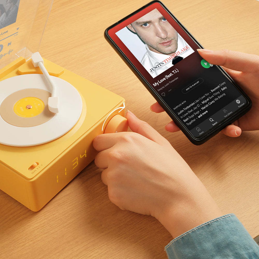 Personalized Photo Spotify Code Bluetooth Speaker Retro Alarm Clock For Music Lovers - mymoonlampau