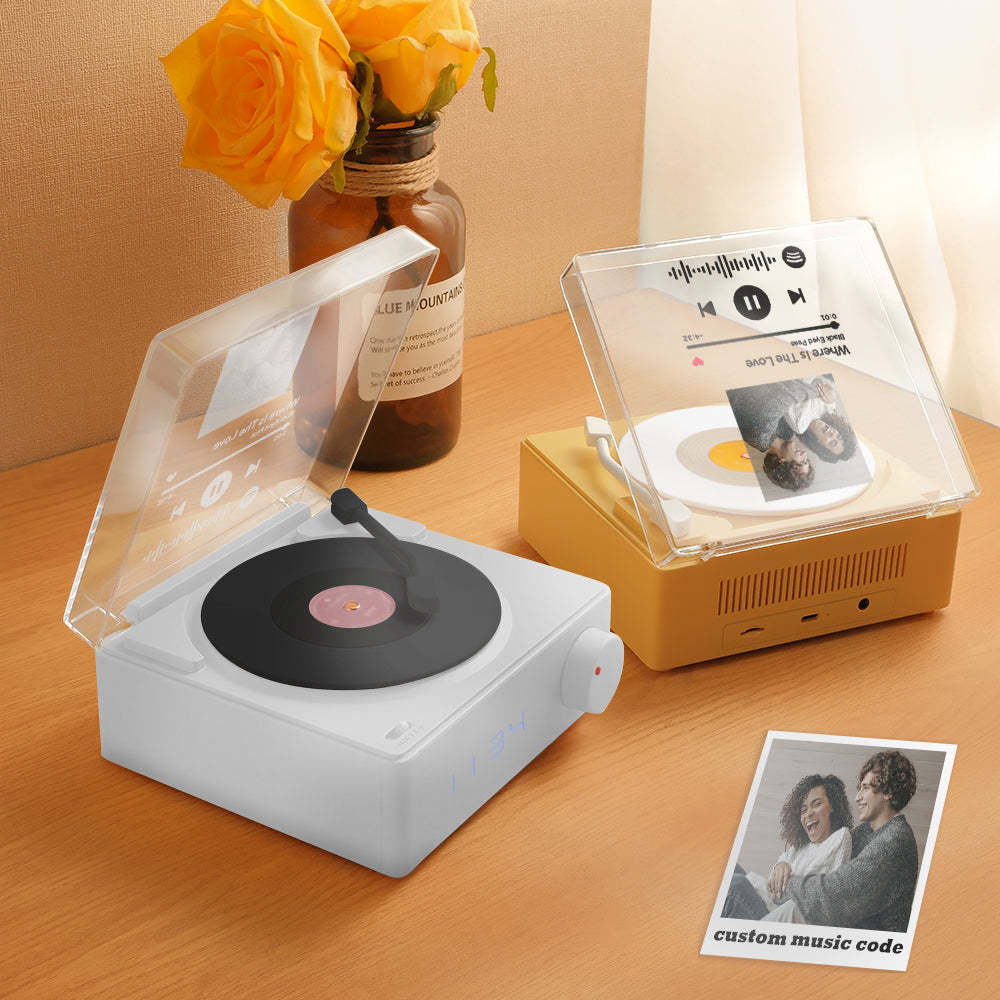 Personalized Photo Spotify Code Bluetooth Speaker Retro Alarm Clock For Music Lovers - mymoonlampau