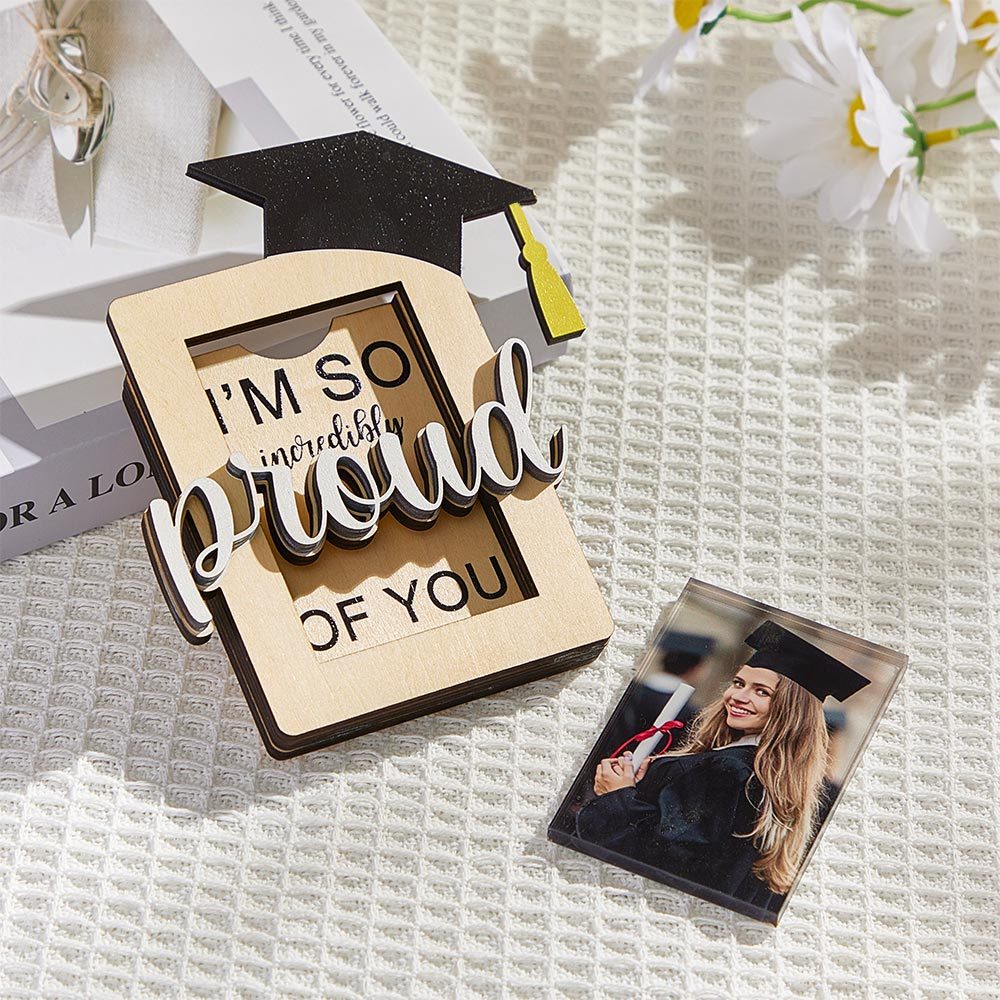 Custom Graduate Photo Card Holder Personalized Wooden Acrylic Picture Commemorative Graduation Gift - mymoonlampau