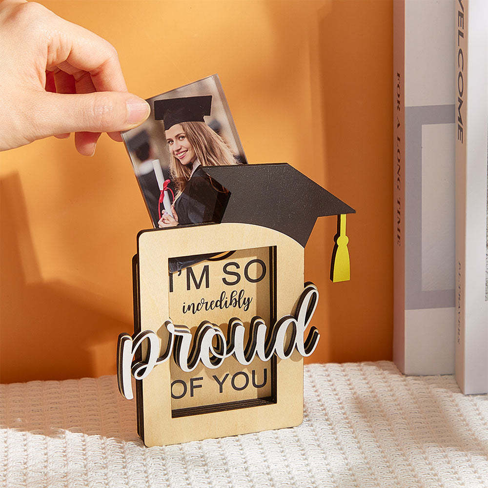 Custom Graduate Photo Card Holder Personalized Wooden Acrylic Picture Commemorative Graduation Gift - mymoonlampau