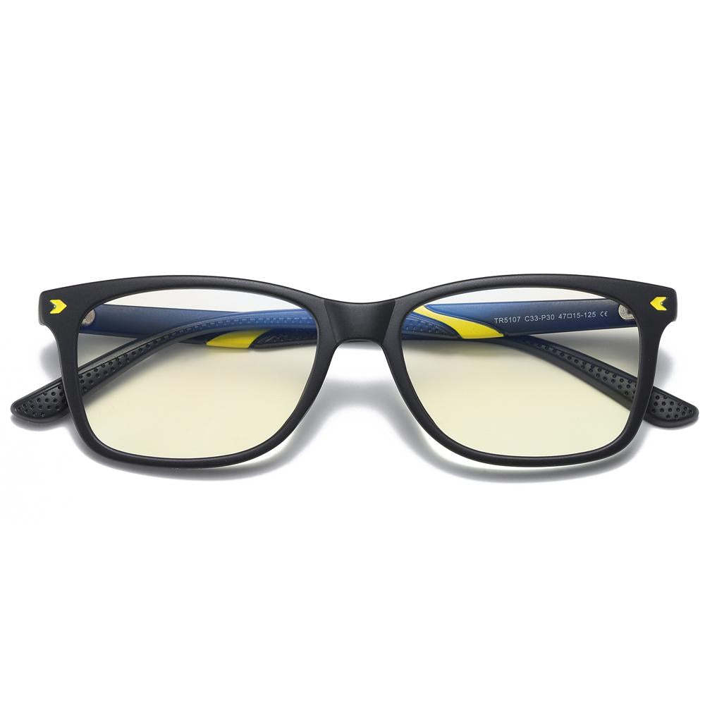 Wise - (Age 7-12)Children Blue Light Blocking Computer Reading Gaming Glasses - Sand Black Yellow - mymoonlampau