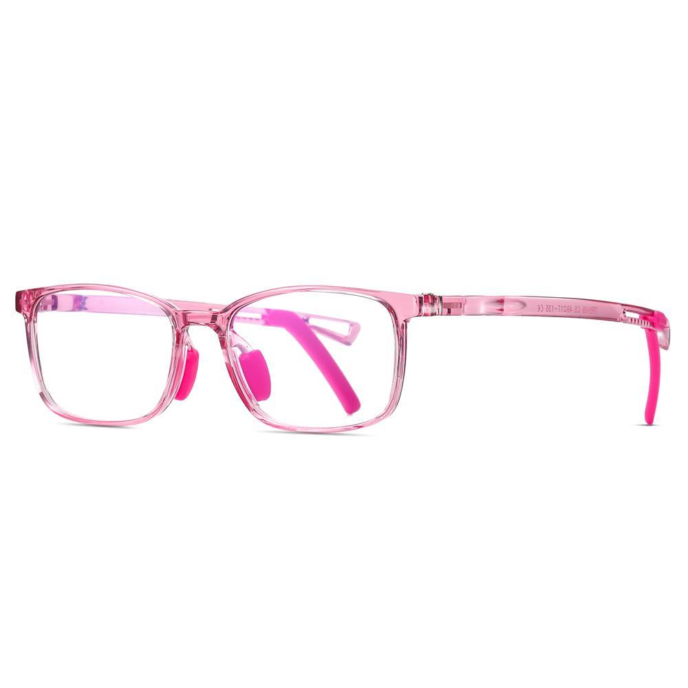 Clever - (Age 5-13)Children Non-slip Blue Light Blocking Glasses-Transparent Pink - mymoonlampau