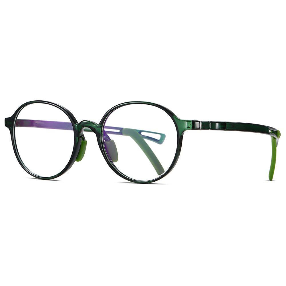Smart - (Age 5-13)Children Non-slip Blue Light Blocking Glasses-Transparent Dark Green - mymoonlampau
